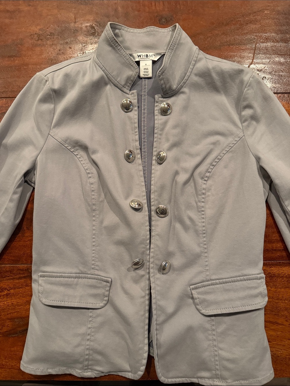 White House Black Market Light Gray Military-Style Blazer